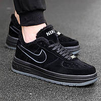 Кроссовки зимние Nike Suede Winter Black мужские черные с мехом найк замшевые повседневные зима