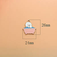 Підвіска металева собачка у ванночці 26*24 мм Рожева