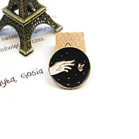 Підвіска металева кругла 24 мм Чорна з метеликом