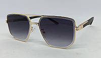 Cartier очки мужские солнцезащитные брендовые серый градиент в золотой металлической оправе