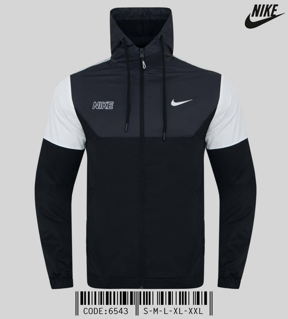 Куртка чоловіча Nike чорна вітровка лого демісезонна з капюшоном весна осінь найк стильна молодіжна