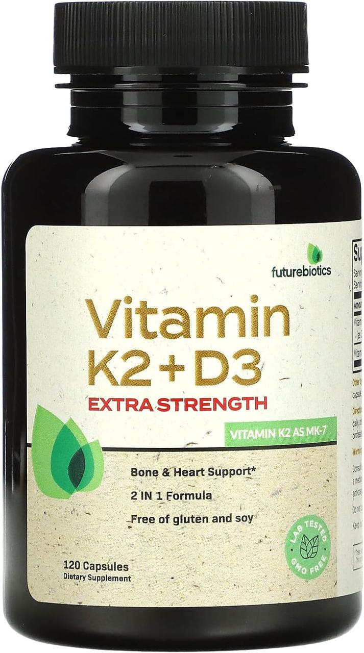 FutureBiotics Vitamin K2 + D3 Extra Strength 120 капсул, фото 1