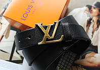 Ремень Louis Vuitton унисекс черный пряжка бронза хорошее качество