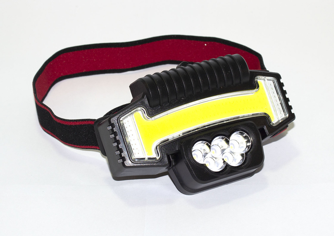 Налобний ліхтар акумуляторний W685-5. 5 led + COB білий + COB червоний+синій, фото 1