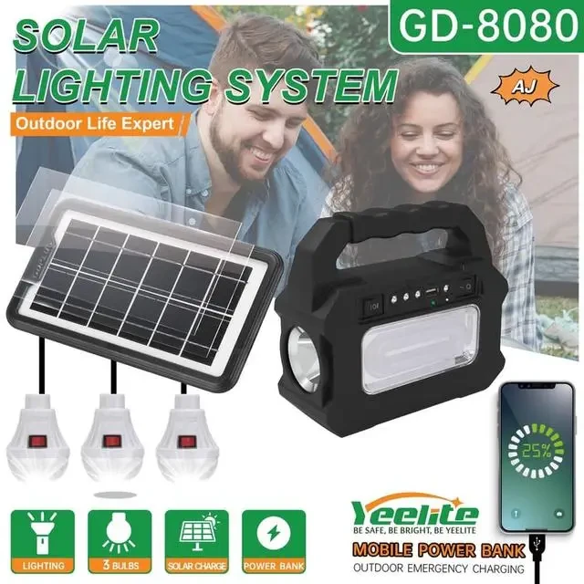 Солнечная зарядная система GD-8080 4500mАч портативная автономная,Power bank зарядная система Led фонарь солн - фото 10 - id-p2003961622