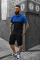 Костюм чоловічий Nike шорти, футболка електрик-чорний + барсетка + кіпка (Nike біле лого) у подарунок гарний