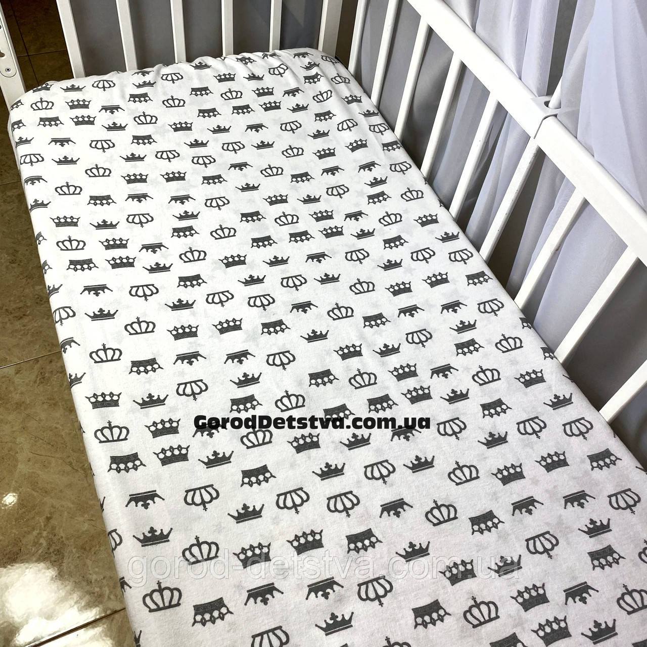 Простирадло на резинці в дитяче ліжечко 120*60 см матеріал байка бавовна, фото 1