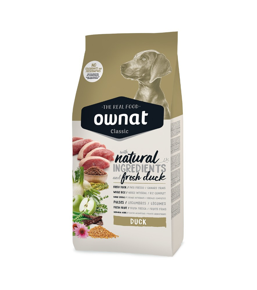 Сухий корм для дорослих собак всіх порід зі свіжим м'ясом качки Ownat Classic Duck 4кг