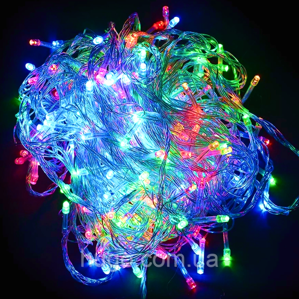 Гірлянда "Нитка" 18м 200LED, від мережі, на білому дроті, RD-7141, Різнокольорова / Лід гірлянда на ялинку