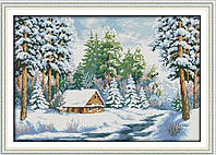 Снежный лес Набор для вышивания крестом с печатной схемой на ткани Joy Sunday F681