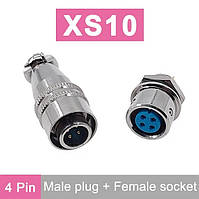 Авіаційний роз'єм XS10-4R, інтерфейсний конектор (штекер +гніздо) 4 контакти