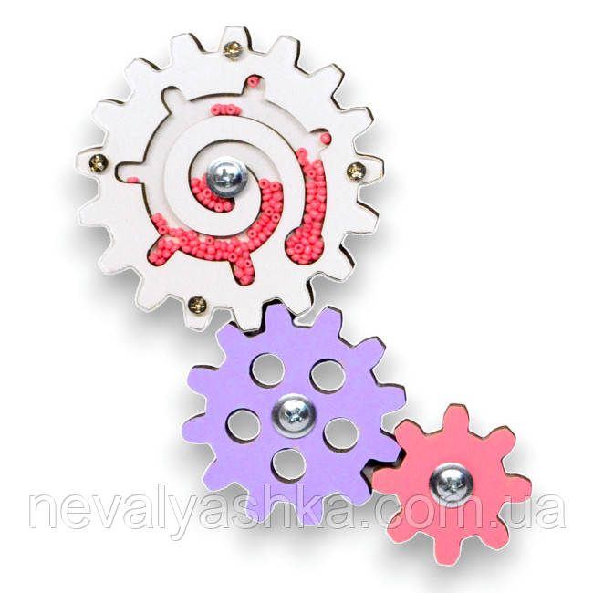 Заготівля для Бізіборду Набір Шестеренок 3 шт, Шестерня з Бісером + 2 Кольорові, Бісерна Шестерня на Бізікуб