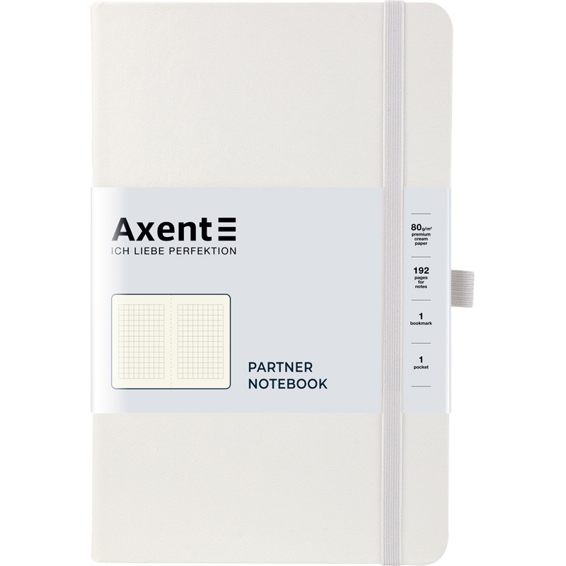 Блокнот А5 96 аркушів у клітинку Axent Partner 125 х 195 білий 8201