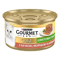 Purina Gourmet Gold Кусочки в Паштете с уткой, морковью и шпинатом 85 г влажный корм для котов (122921-23) LV