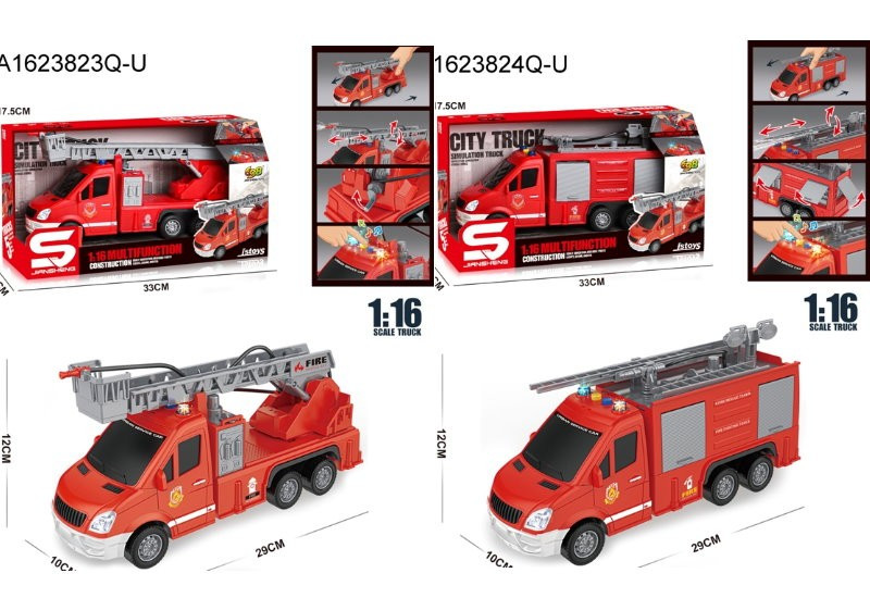 Пожежна машина іграшка JS139-40, 27 см, гумові колеса, рухомі деталі, звук, світло