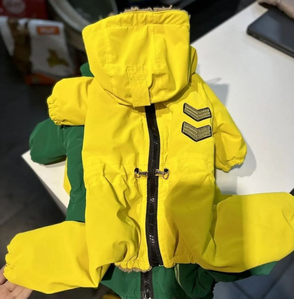 Комбінезон (зима) YELLOW (хлопчик), Одяг для собак, жовтий зимовий костюм XS