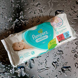 Вологі серветки 52 шт. Pampers Baby Sensitive