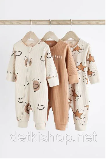 Дитячий трикотажний комбінезон для сну чоловічок на блискавці 68-74 см (6-9M), фото 1