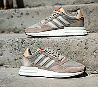 Мужские кроссовки Adidas ZX 500 Sand Brown Адидас ЗХ 500 дышащие коричневые замш сетка демисезон Вьетнам