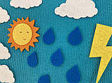 "Небо", хмари, сонце, зірки, блискавка — іграшки з фетру на липучках до розвивальних килимків Wonderwall®, фото 4