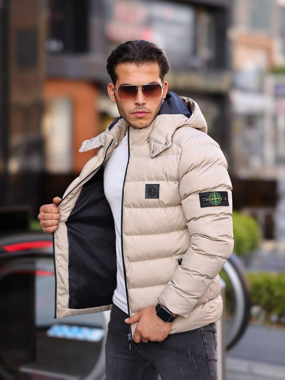 Чоловіча зимова куртка Stone Island D11535 бежева