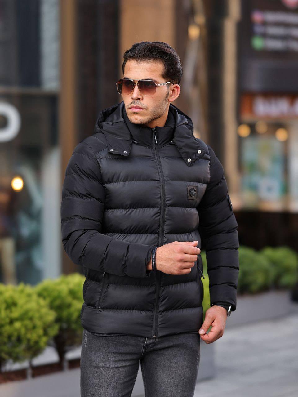Чоловіча зимова куртка Stone Island D11537 чорна