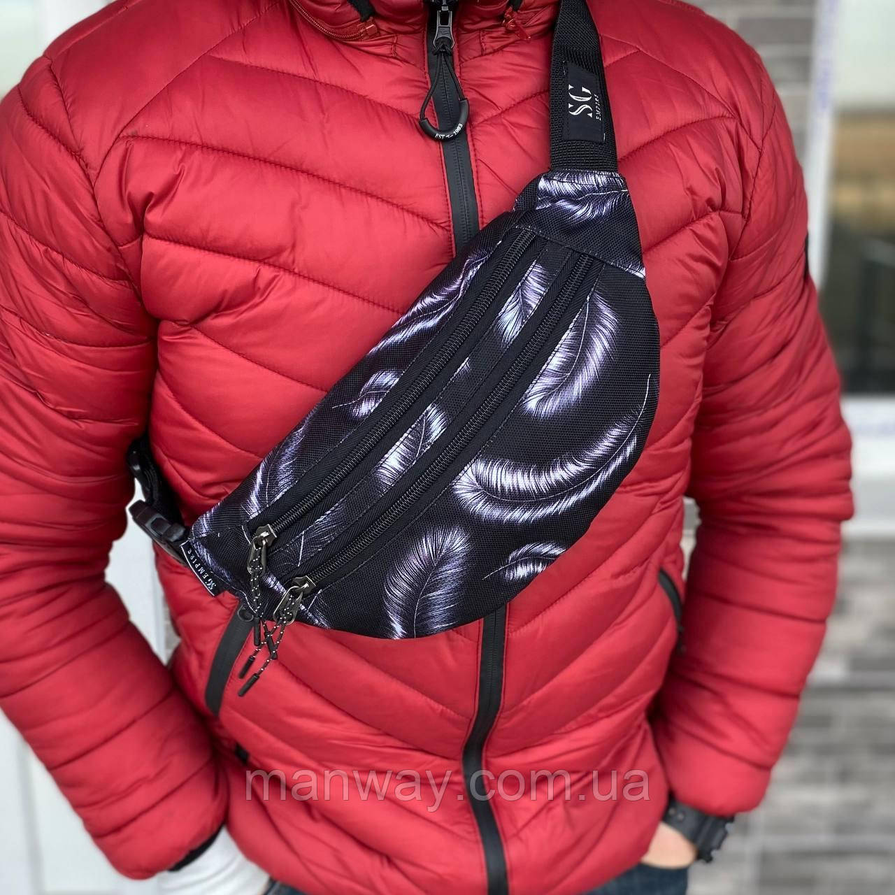 Стильна сумка нагрудна бананка поясна Saturn feather