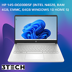 Ноутбук HP 14s-dq0000sf PC Ultraportable 14 HD Argent (Intel Celeron, RAM 4 GB, 64 GB, Windows 10 Home S)