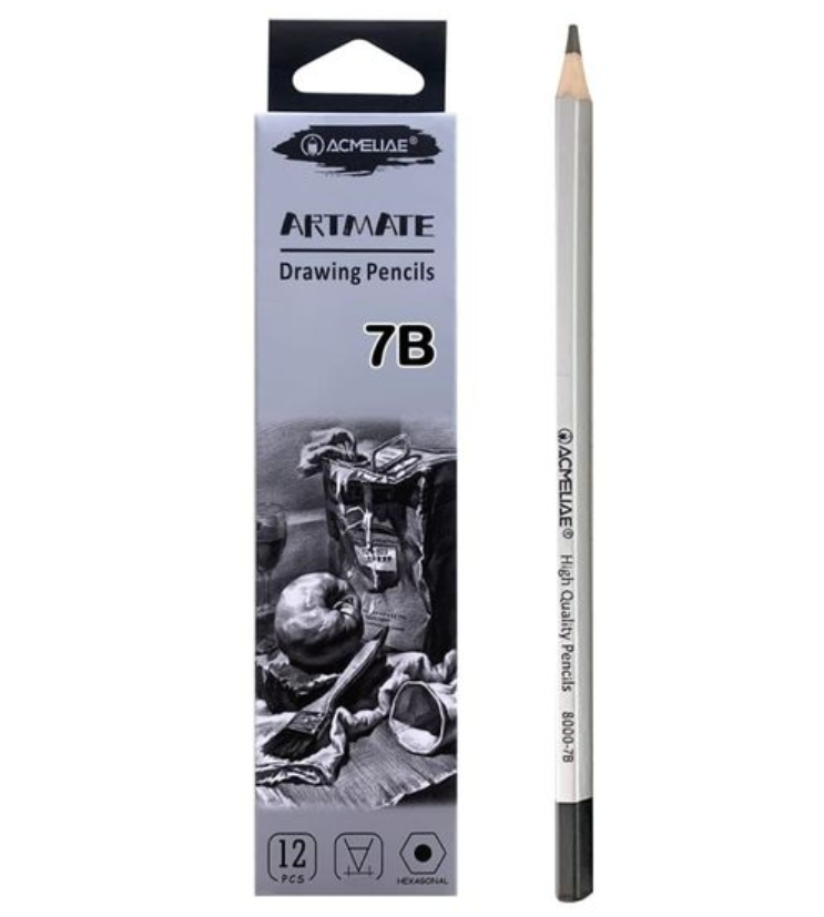 Олівці чорнографітні 7В Artmate Acmeliae 12шт