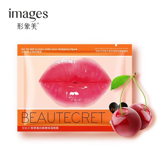 Патчі для губ для об'єму та зволоження Вишня Images collagen Beautecret Lip Patch