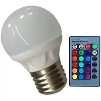 Лампочка Lemanso LED (св-ая) E27 RGB 3W 210LM с пультом 85-265V (48*65mm) / LM736