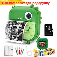 Фотоаппарат детский полароид крокодил с печатью фото Toy M2 Dino Детская фотокамера моментальной печати