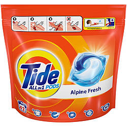 Упаковка 3 шт Капсули для прання Tide 42 капс. Allin 1 Pods Alpine Fresh