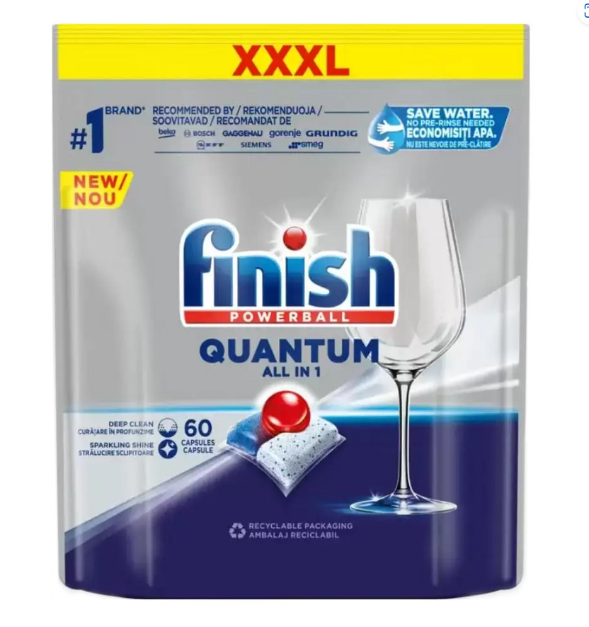 Таблетки для посудомийних машин Finish Powerball Quantum All in 1 60 шт