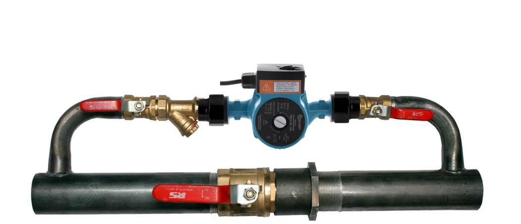 Байпас сталевий з насосом VODOMET 50 2" довгий з краном, фото 1