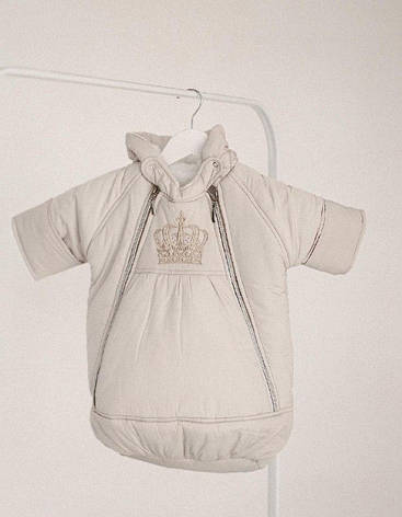 Зимовий теплий дитячий комбінезон для новонародженого на флісі 0-6 міс, фото 1