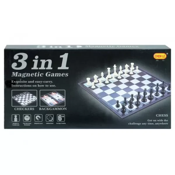 Магнітна гра 3в1 Chenle 98803 (шахи, шашки, нарди), набір настільних ігор Шахи / Нарди / Шашки