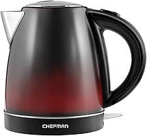 Електричний чайник Chefman, що змінює колір, з автоматичним відключенням, нагрівачем води, що швидко закипає, відокремлюється