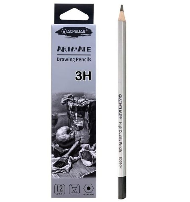 Олівці чорнографітні 3H Artmate Acmeliae 12шт