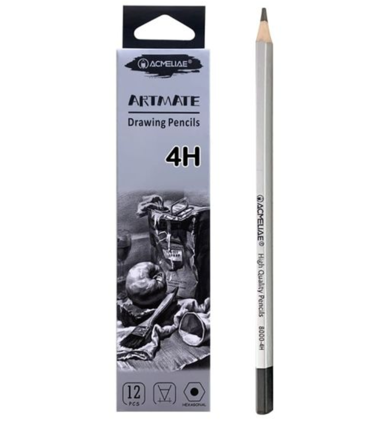 Олівці чорнографітні 4H Artmate Acmeliae 12шт