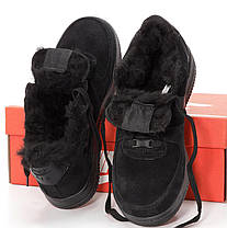 Кросівки чоловічі зимові Nike Air Force Winter Black Кросівки чоловічі Найк Аір Форс чорні з хутром, фото 4