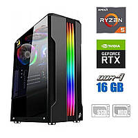 Игровой ПК / AMD Ryzen 5 3600 (6 (12) ядер по 3.6 - 4.2 GHz) / 16 GB DDR4 / 120 GB SSD + 500 GB HDD / nVidia