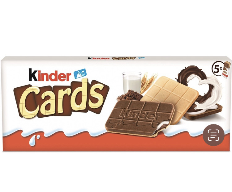 Упаковка 20 шт Печенье Kinder Cards 5 упаковок по 2шт. 128г - фото 1 - id-p2004046286