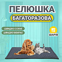 Пеленка для собак многоразовая 40х60 см серая