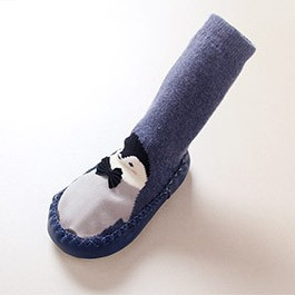 Шкарпетки - чешки махрові дитячі Сині з пінгвіном