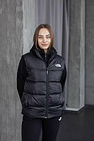 Комплект женский Спортивный костюм на флисе + Жилетка (Безрукавка) The North Faсе утепленный зима черный