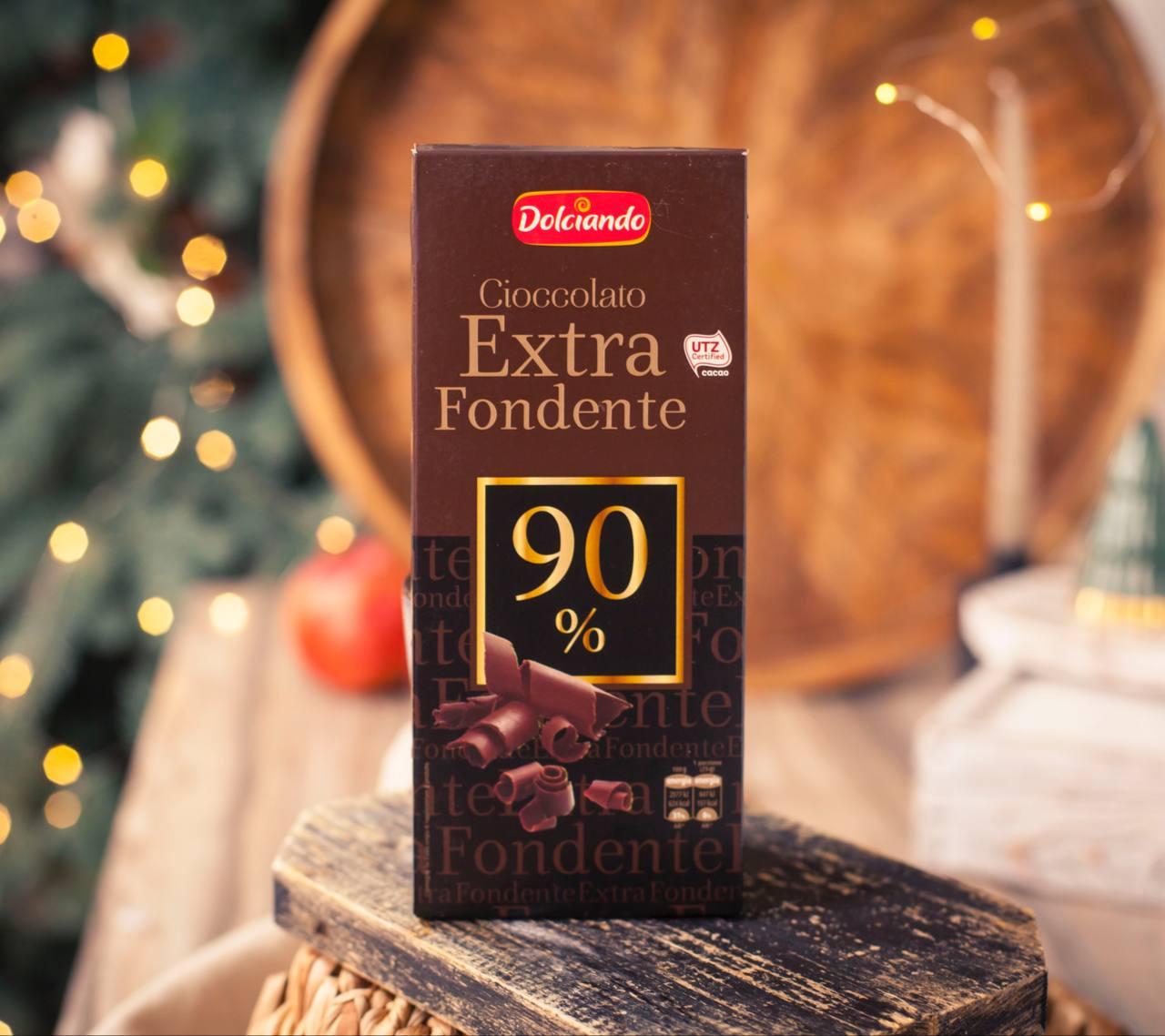 Чорний шоколад 🍫 Dolciando 90% "Extra Fondente" 100 гр. Німеччина
