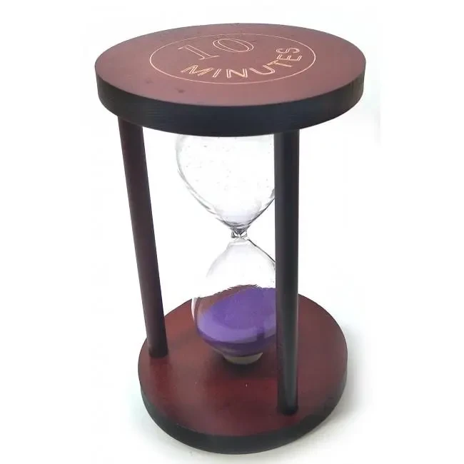 Годинник пісочний у дереві на 10 хвилин фіолетовий