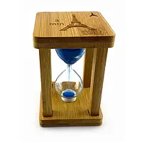 Часы песочные на стол из дерева на 3 мин синий песок