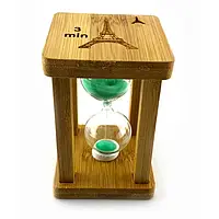 Часы песочные деревянные 3 мин зеленый песок